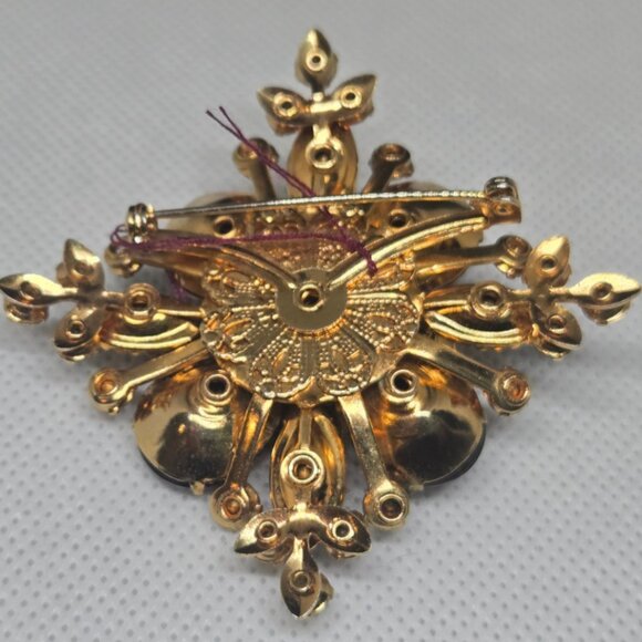 Starburst Brooch with Aurora Borealis Amber Stones